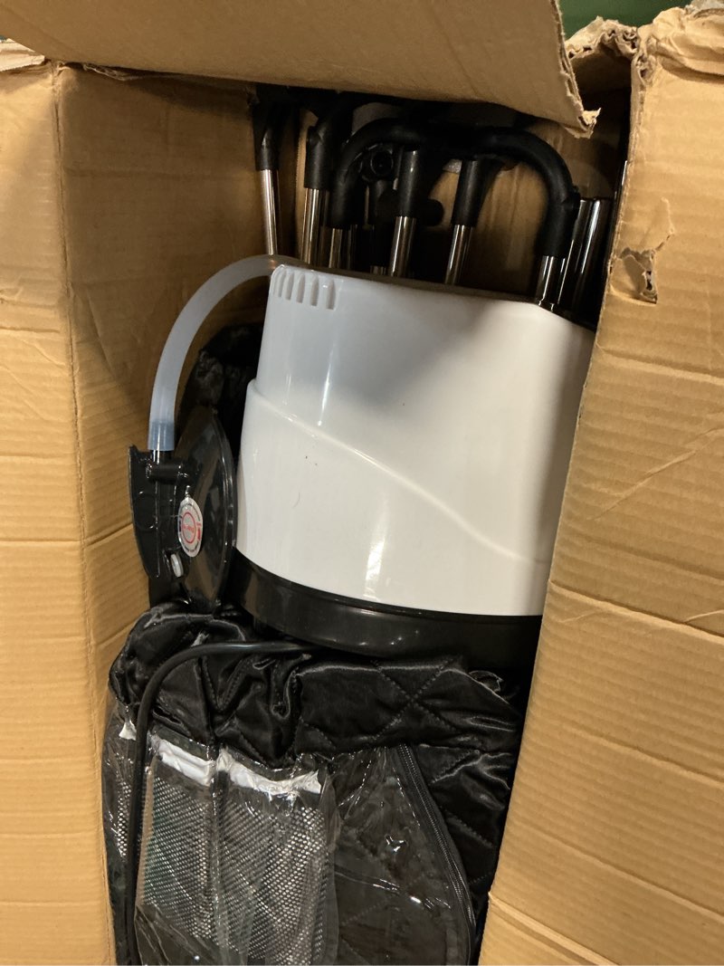 Condition photo showing Good Condition for upgraded portable sauna for home, large size personal sauna box with 3l 1300w steamer, big folding chair, 9 levels heat, full body steam room tent for home relaxation spa 3'x3'x5.9' black