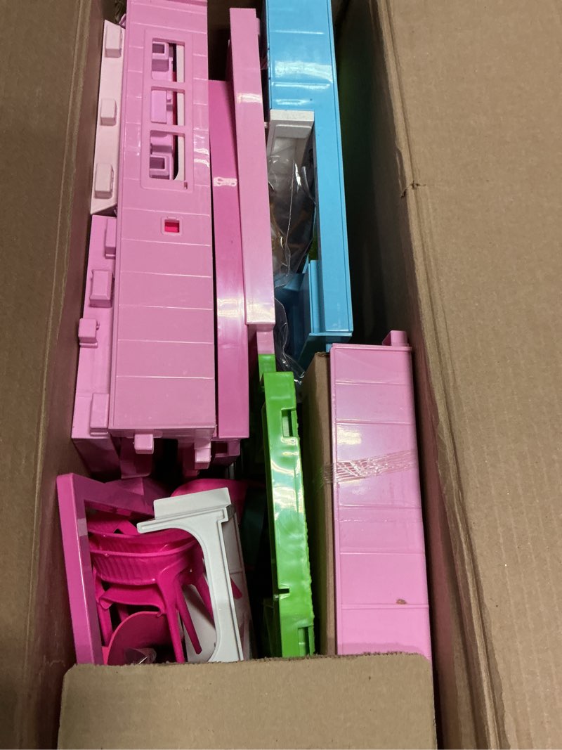 Condition photo showing Good Condition for barbie dreamhouse pool party doll house with 75+ pc, 3 story slide: adult assembly, fits 12 inch dolls