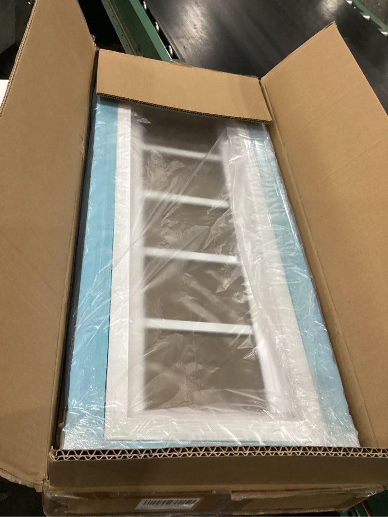 Condition photo showing Good Condition for 10" x 29" vinyl transom window, white | double pane household fixed window with grids and tempered glass for house, above doors, garage, hallways 10" x 29" white