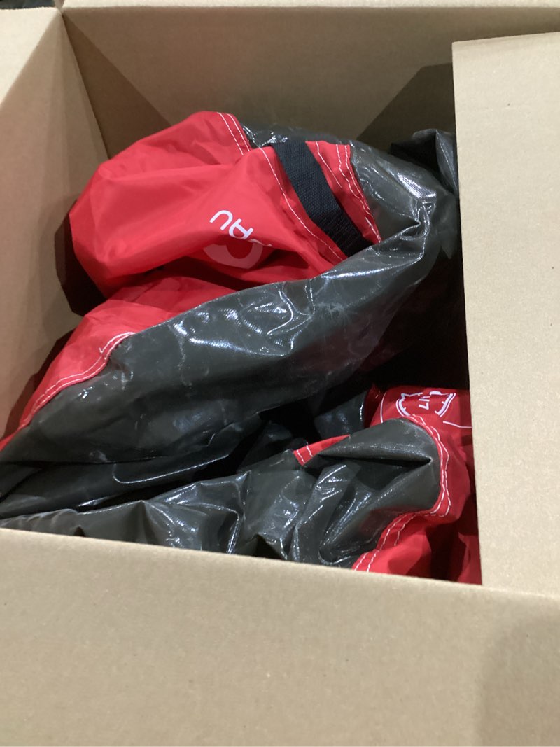 Condition photo showing As Is for QPAU Snow Tube with Premium Canvas Cover for Kids and Adults, 48'' Inflatable Heavy Duty Snow Tube Made by Thickened Bottom, Sled Winter Outdoor Fun Toys for Children Boys Girls Red