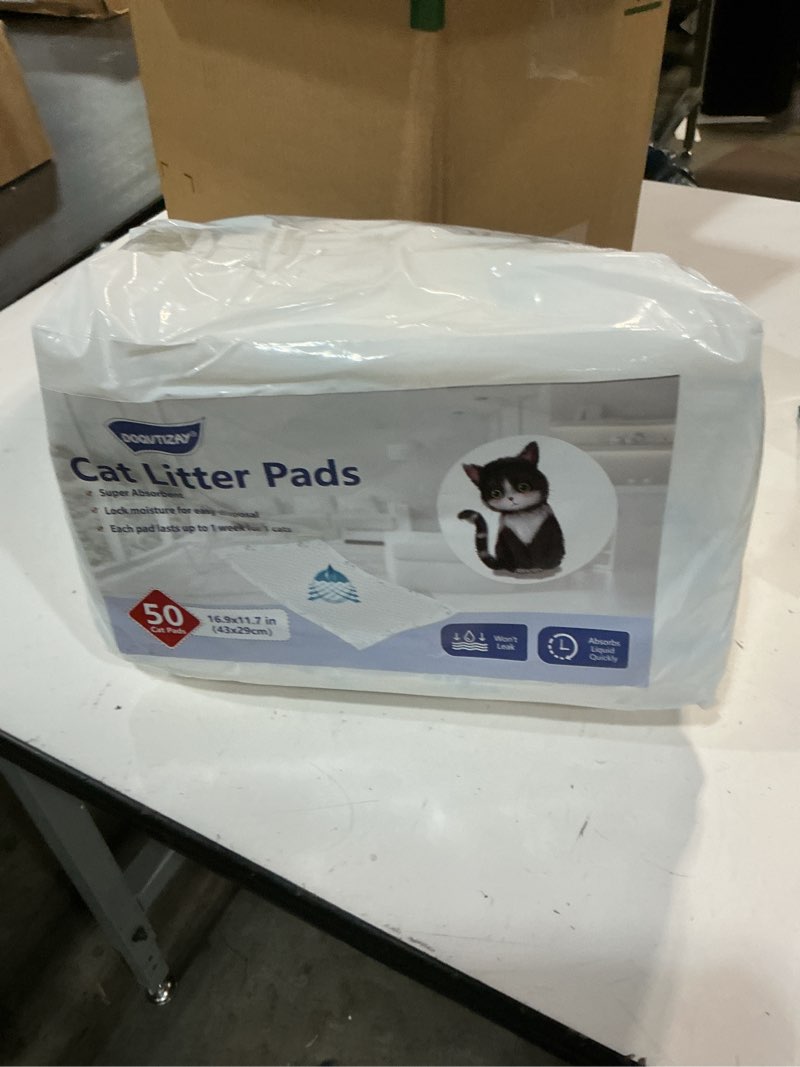 Condition photo showing New/Like New for 50 count cat pad refills super absorbent pee pads for cats enhanced odor control with light scent 16.9" x 11.4" compatible with tidy cats breeze litter system 50 count light scent