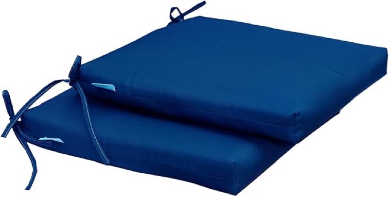 QILLOWAY Outdoor Indoor Seat Cushions, Square Foam Dining Chair Pads,All Weather, 17"x17"x3",2 Count (Royal Blue)