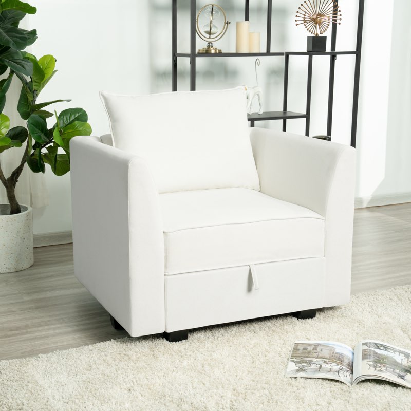 Redenius Modern Linen Armchair with Sturdy Wooden Frame, Stylish Accent Chair for Living Room