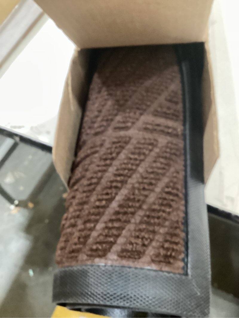 Condition photo showing New/Like New for Smiry Half Circle Front Door Mat Outside Entrance, Heavy Duty Sturdy Natural Rubber Doormat, Trap Dirt and Moisture, Low Profile Mats for Indoor Outdoor Entry, Irregular Triangle (36x24, Dark Brown) Dark Brown Irregular Triangle Semicircular 36" x 24"