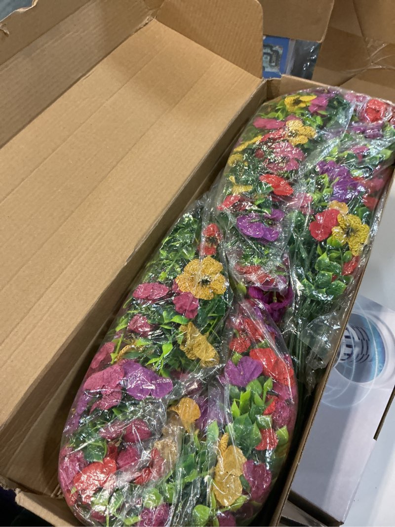 Condition photo showing Good Condition for artificial hanging flowers for outdoors, 4pcs uv resistant artificial outdoor flowers, silk flowers for outside patio porch front yard window garden indoor decor(spring color,4pcs) summer color 4pcs