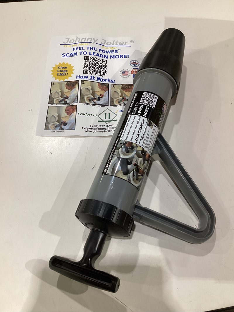 Condition photo showing As Is for No Mess Toilet Plunger – Powerful Water Pressure Drain Unclogger for Toilets – Heavy Duty, Easy to Use, Superior Suction Power to Clear Clogs – Made in USA