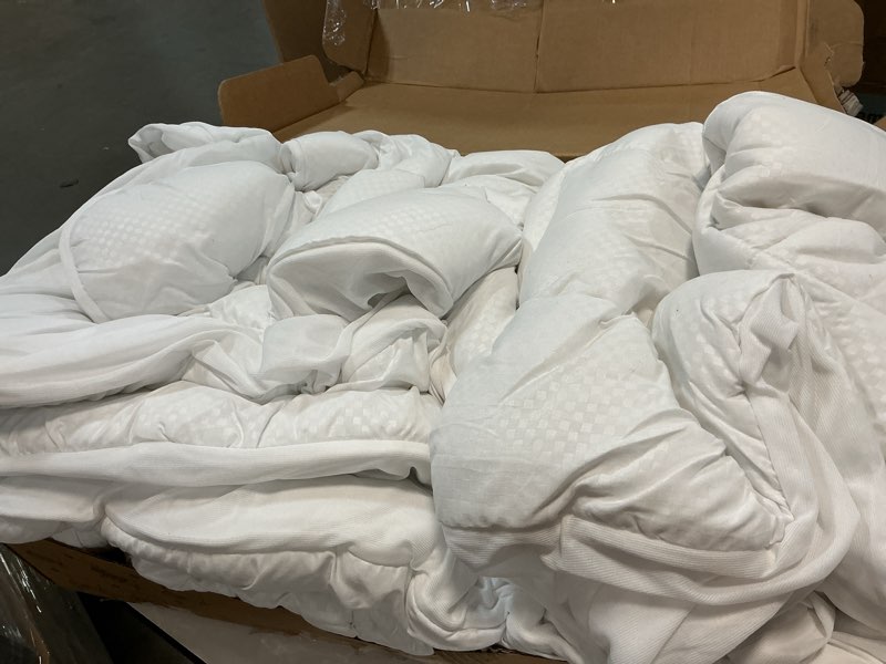 Condition photo showing As Is for King Size Quilted Fitted Mattress Pad Cover with Deep Pocket Fitted 8" - 21", Ultra Soft and Comfortable, Breathable (White, King) White King