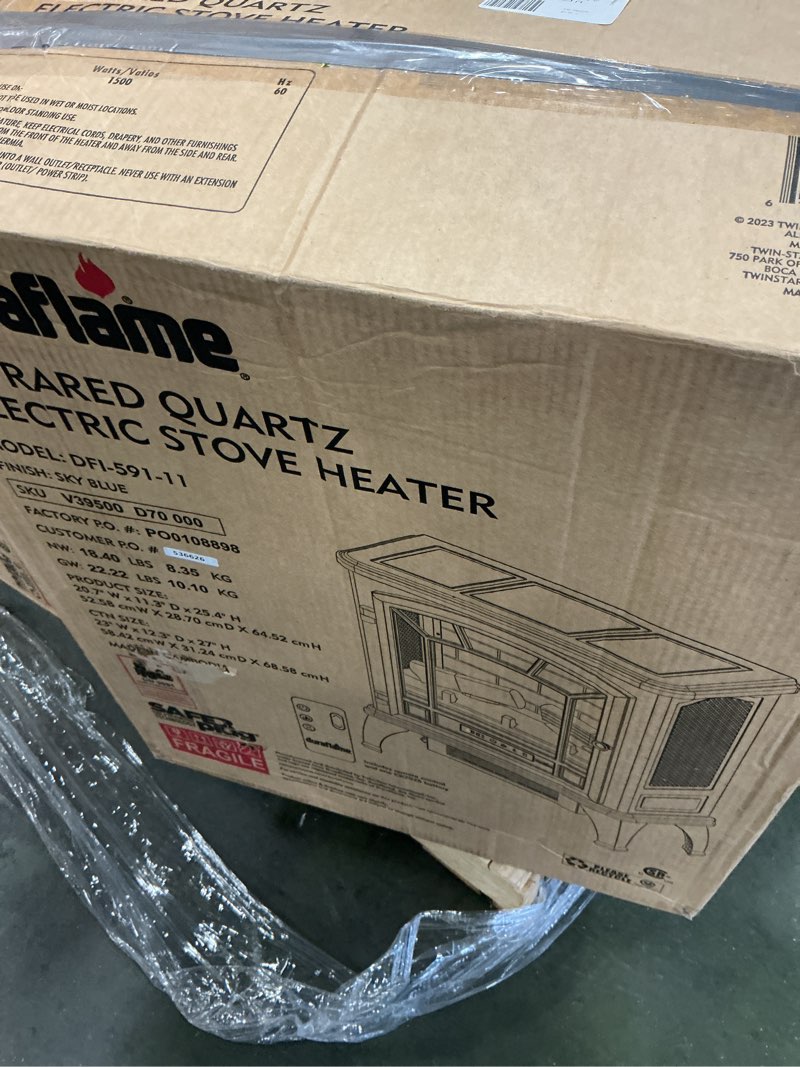 Condition photo showing New/Like New for duraflame Infrared Quartz Electric Stove Heater - DFI-591-11 - Sky Blue