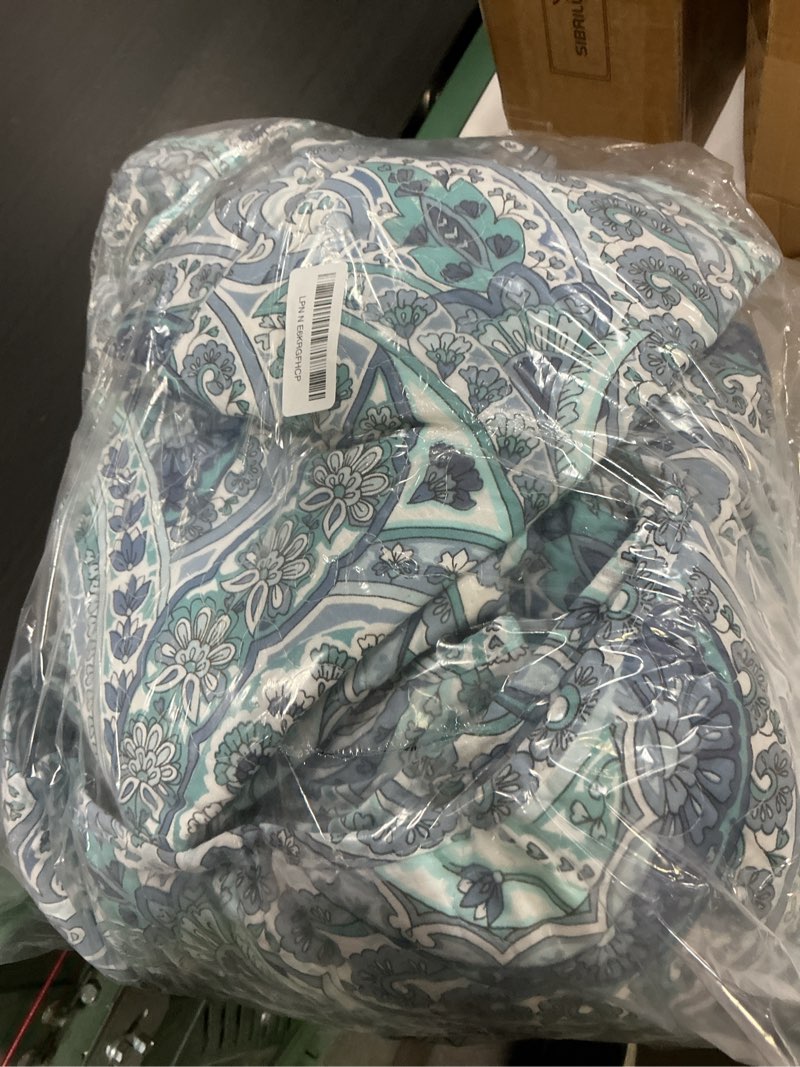Condition photo showing As Is for enasal cotton bedspread quilt sets, reversible bedding coverlet sets comforter, floral paisley bedspread (blue, queen size) blue queen