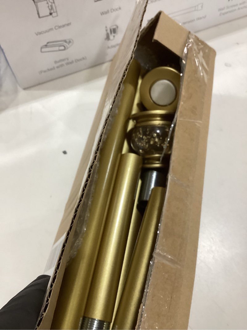 Condition photo showing As Is for JZKaspar Shower Curtain Rod 27 to 60 Inch,1 Inch Diameter Shower Rod for Bathroom, No Drilling Tension Curtain Rod for Window, Adjustable Spring Tension Rod,No Drilling,No Rust,Gold Gold-S