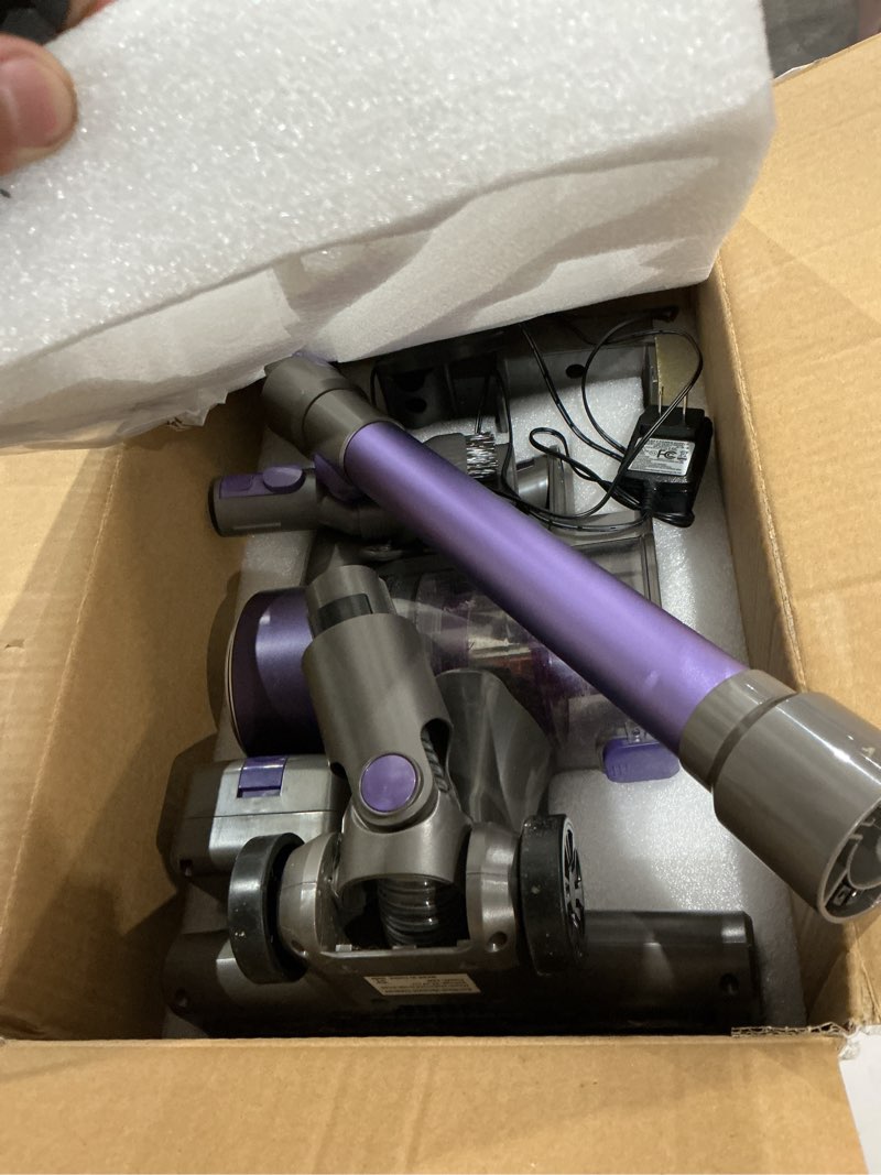 Condition photo showing As Is for cordless vacuum cleaner,vacuum cleaner for home with brushless motor,lightweight stick vacuum with self-standing and touch screen,hardwood floor vacuum for pet hair,carpets,tile(deep purple)
