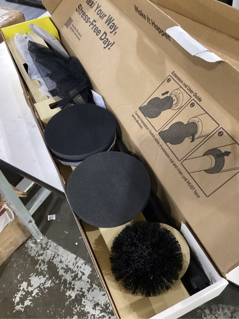 Condition photo showing Good Condition for hoto flexi™ cordless electric spin scrubber, adjustable angle, extendable handle, smart display, ipx7 waterproof, powerful cleaning scrubber with 8 replaceable brush heads, for bathtub, bathroom, tile
