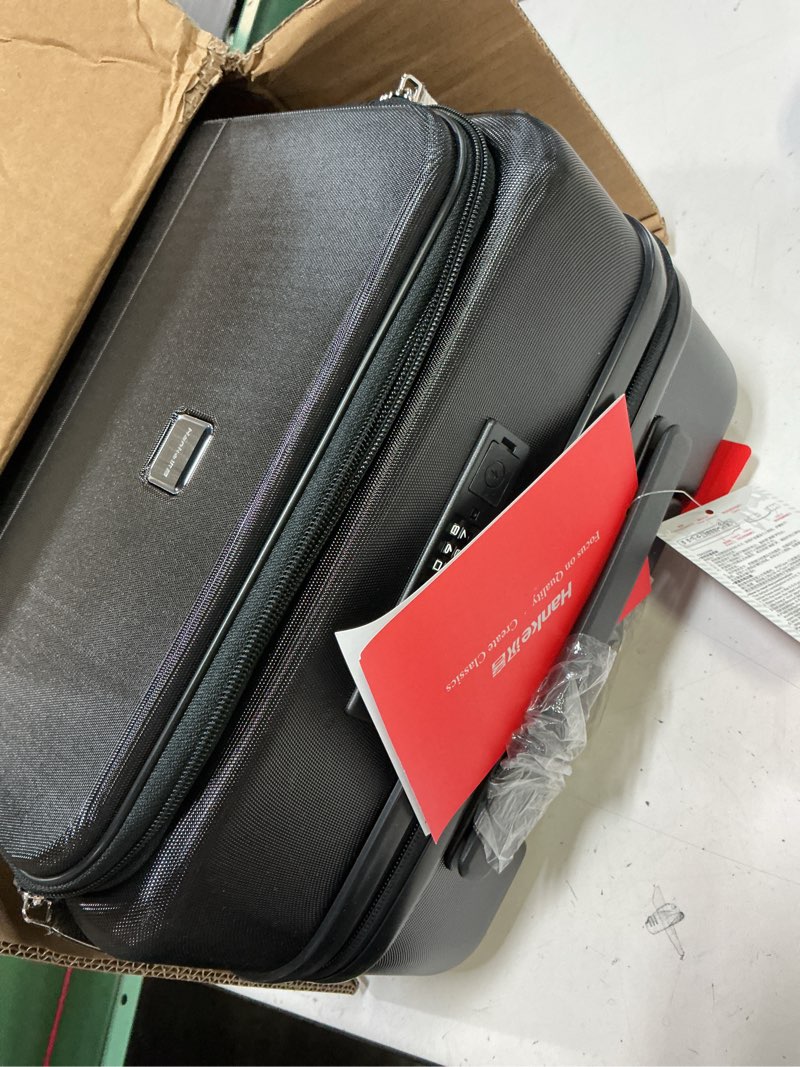 Condition photo showing Good Condition for hanke 20 inch expandable carry on luggage with cup holder 22x14x9 airline approved, top opening hard shell suitcases with wheels, carry-on travel suitcase trunk luggage with lock, jet black jet black expandable 20 inch