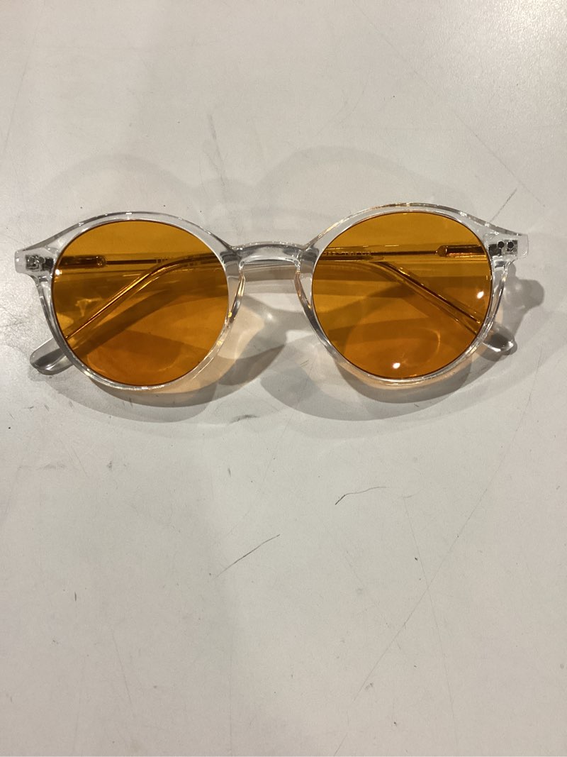 Condition photo showing New/Like New for TIJN Blue Light Blocking Glasses Men Women Vintage Thick Round Rim Frame Eyeglasses 13. ( Strengthen Protect- Amber Lens) Clear