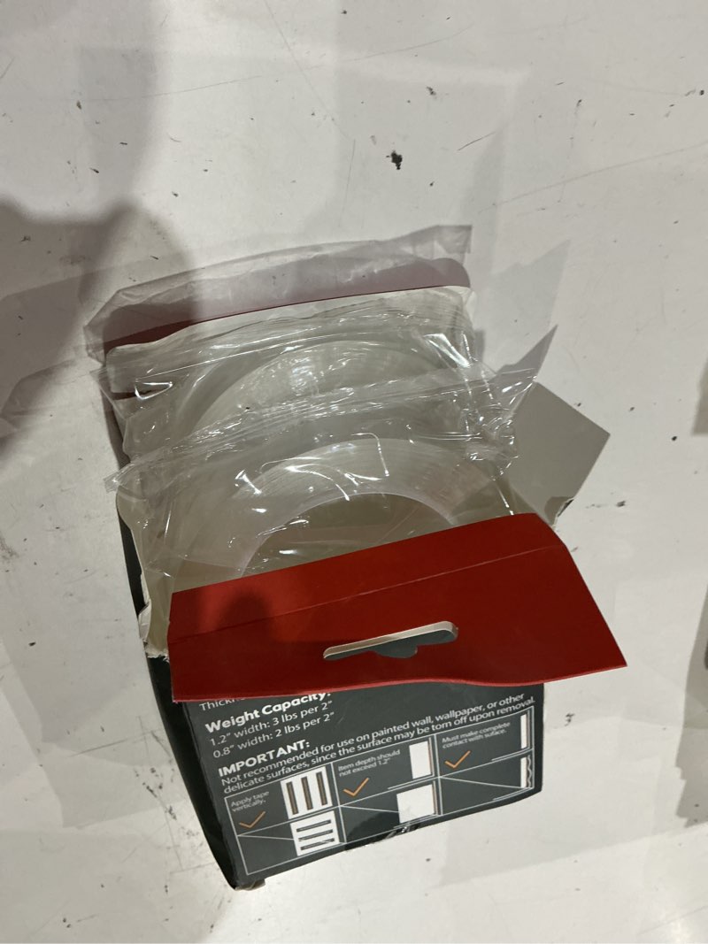 Condition photo showing Good Condition for double sided tape heavy duty (2 rolls, 20 feet) - removable waterproof nano mounting filament tape, 1.2" & 0.8" width for picture hanging, wall decor, posters, carpets, rugs - indoor & outdoor use.