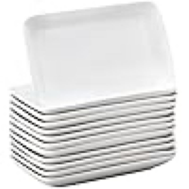 (Similar)Irenare 12 Pcs 10 Inch Rectangular Salad Plates White Rectangular Porcelain Dessert Plates Appetizer Serving Tray Rectangular Porcelain Platters for Fruit Sushi Dinner Parties, Microwave, Oven Safe