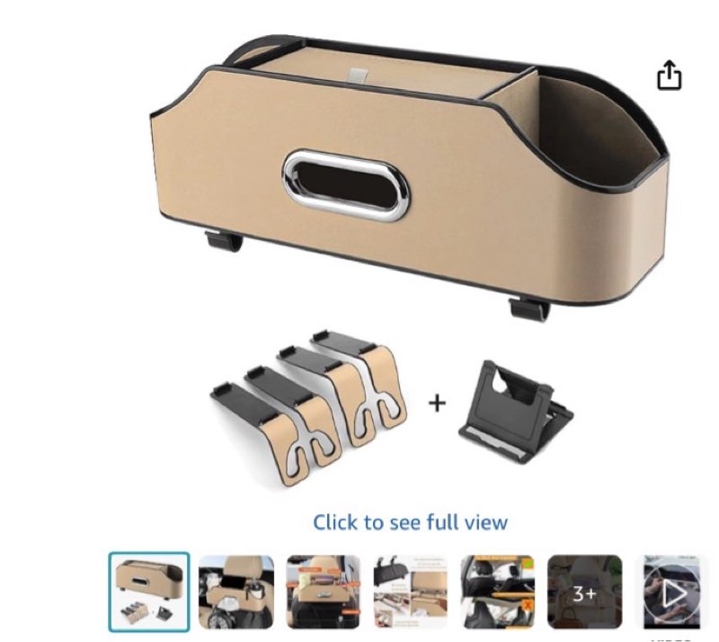 Jimikay Car Headrest Back Seat Organizer with 2 Cup Holder & Tissue Box and Storage Box Hook kids Ca