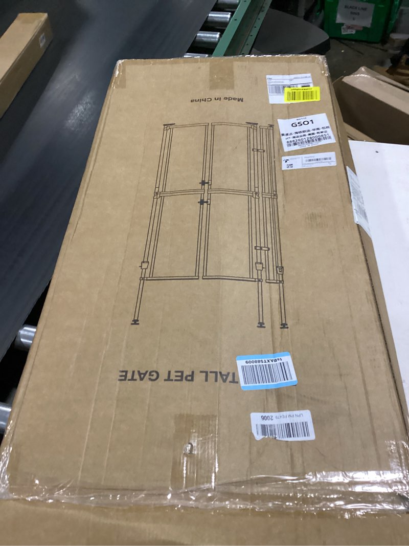 Condition photo showing New/Like New for 74.80-98.43'' extra tall cat gate, adjustable 33.86” and 35.80" wide, transparent full door pet gate, auto close no drilling cat proof safety gate for doorway stairs- white white w: 33.86-35.80"