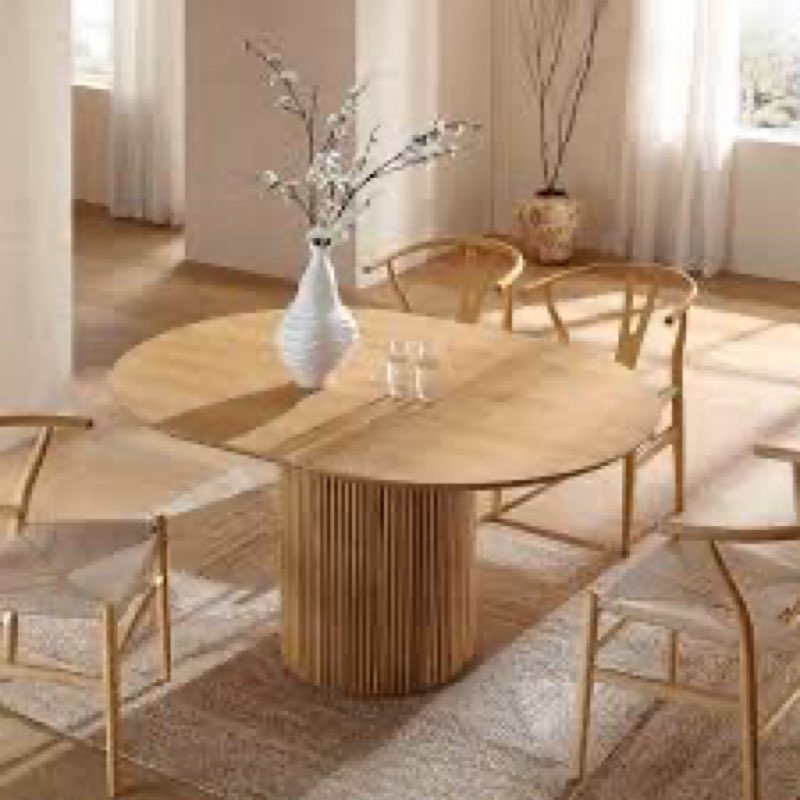 Extendable Dining Table For 4-6 People, Round Dining Table