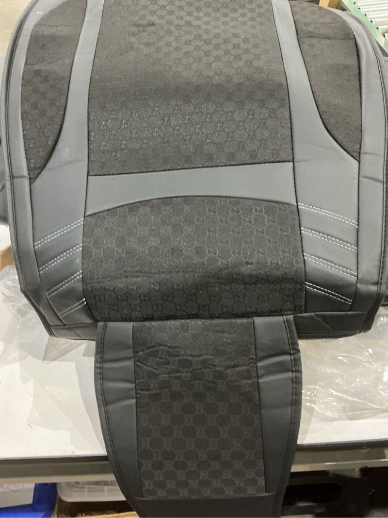 Condition photo showing As Is for similar iten car seat cover full set, premium soft breathable seat covers with 2 neck pillows & 2 lumbar pillows, universal fit for most 5 seats cars suv, airbag compatible (black) blackx