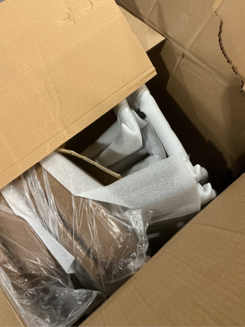 Condition photo showing As Is for COLAMY Modern Dining Chairs Set of 2 Faux Leather Upholstered Kitchen Chairs with Curved Back & Metal Legs, Mid-Century Dining Room Chair (Brown) (Set of 2 )