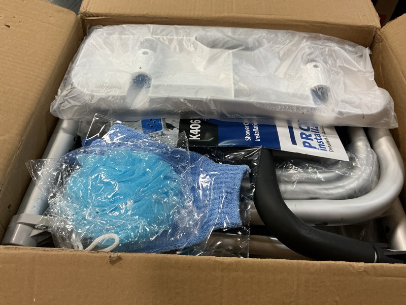 Condition photo showing New/Like New for Swive Shower Chair with Arms and Back Heavy Duty 500 lbs for Seniors Elderly Disabled or Bariatric Adults Bench Seat for Inside Shower Stall and Bathroom Bath Tub Seats Adjustable Stool