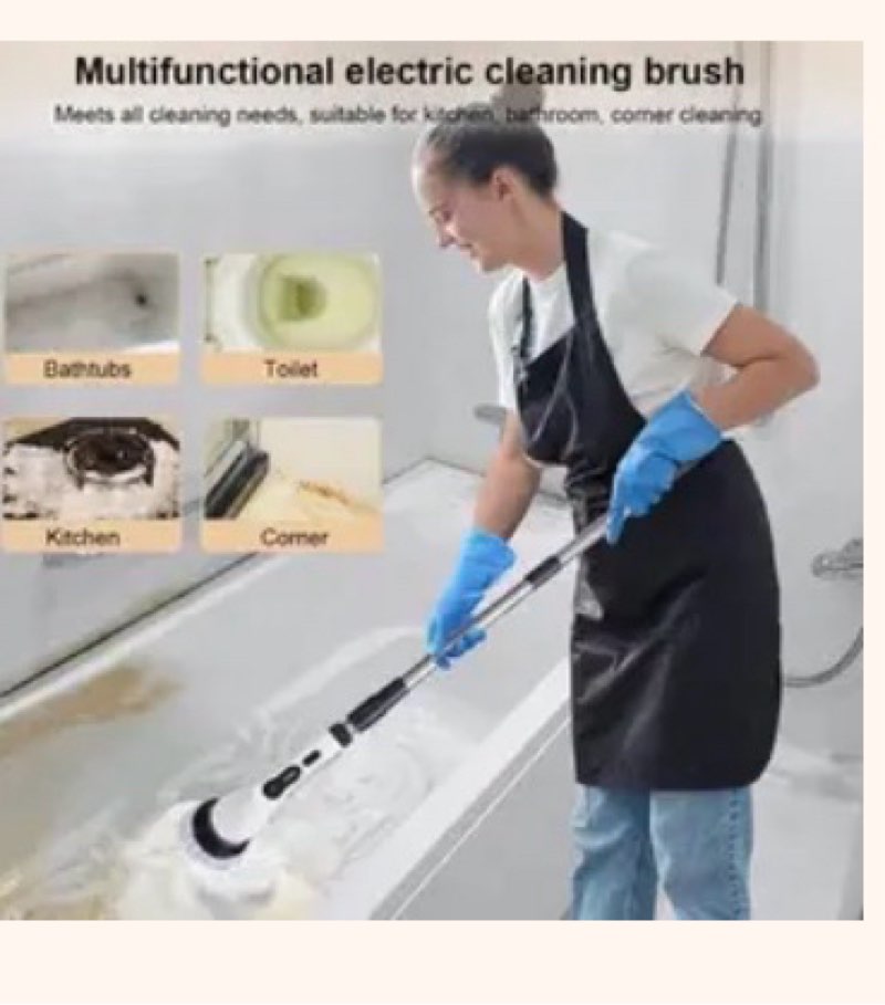Electric Spin Scrubber for Bathroom – Cordless Shower Scrubber with 3 Adjustable Speeds, Long Handle