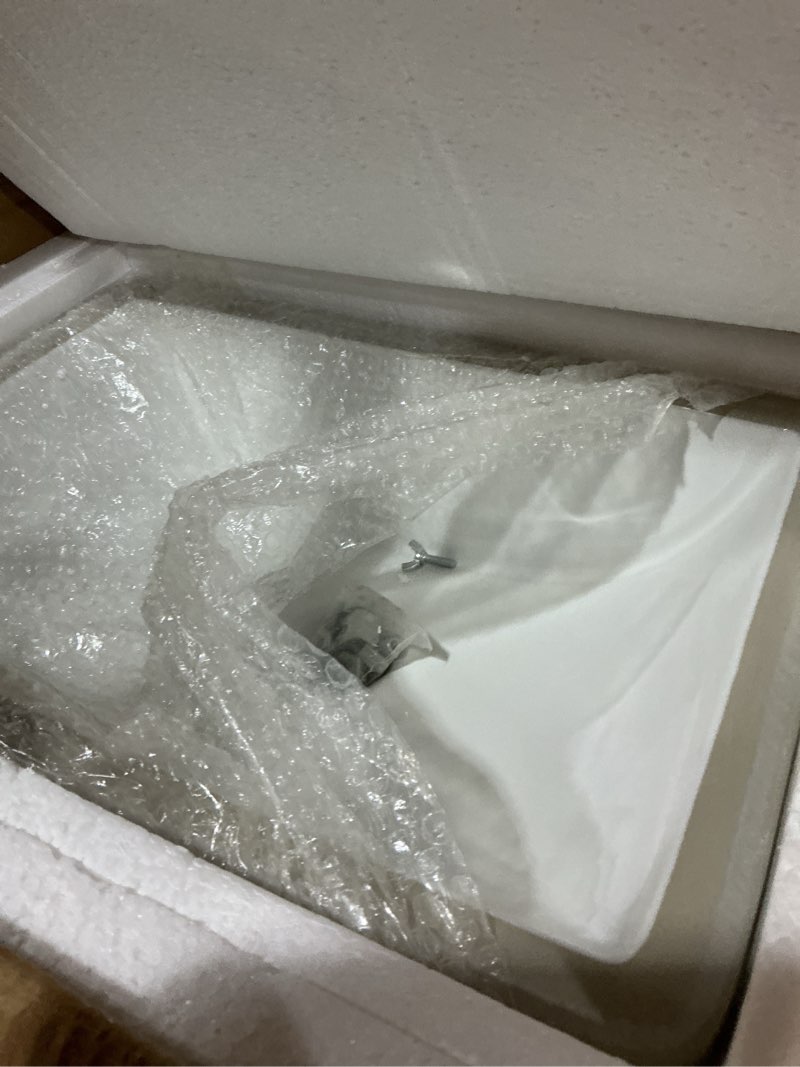 Condition photo showing Good Condition for enbol undermount bathroom sink rectangle 18x13 inch white ceramic vessel sink under counter lavatory vanity vessel sink with overflow ecu1611 rectangle 16.3" x 11"