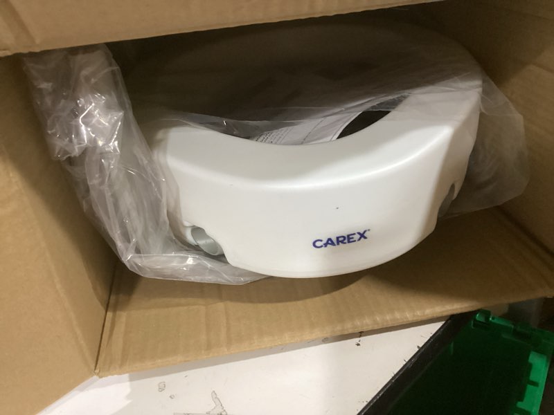 Condition photo showing Good Condition for Carex 3.5 Inch Raised Toilet Seat with Arms, Elongated Toilet Seat Riser, Up to 250 lbs Capacity, Elevating & Raising Seat for Elderly & Handicap, Universal, Slip-Resistant with Padded Handles, White