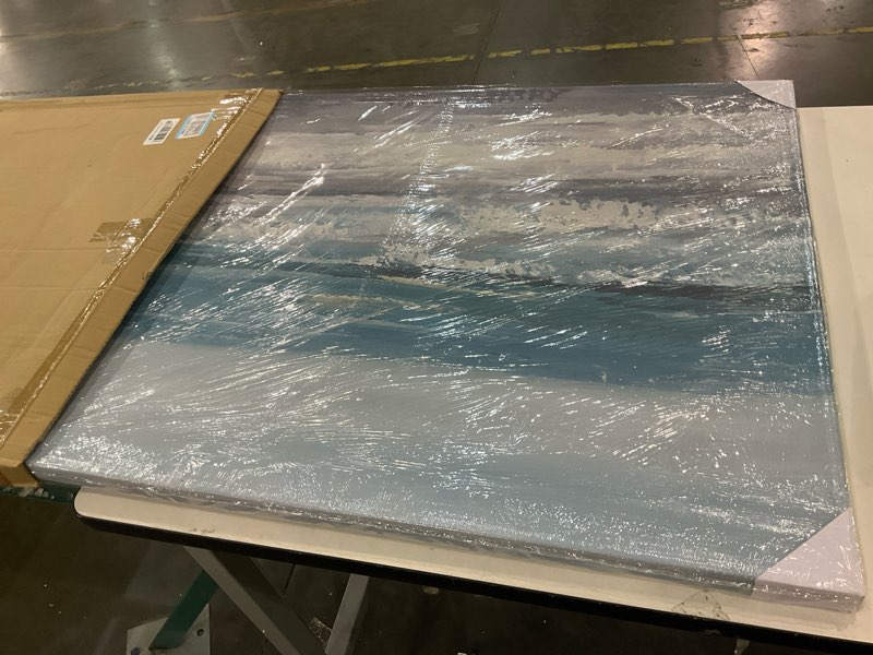 Condition photo showing New/Like New for Yihui Arts Large Living Room Wall Art Hand Painted Modern Abstract Seascape Canvas Oil Painting Ocean Beach Coastal Picture Artwork for Home Decor Beach 40"L x 30"W