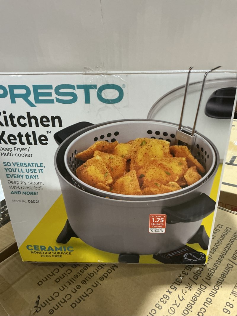 presto 06009 10-quart kitchen kettle xl multi-cooker, steamer and deep fryer, black