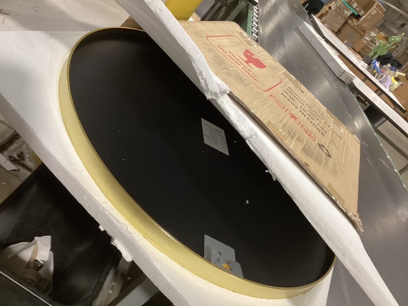 Condition photo showing Good Condition for sunniry gold round mirror, 24 inch circle mirror, gold metal frame bathroom mirrors, round wall mounted mirrors for bathroom, hallway, living room, bedroom. 24"l x 24"w gold 1