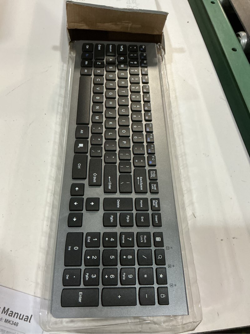 Condition photo showing As Is for wireless keyboard and mouse combo - ultra-slim design full size quiet keyboard with 3 dpi adjustable wireless black gray