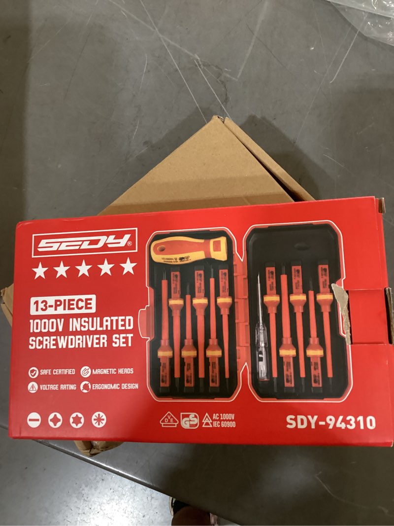 Condition photo showing New/Like New for 1000v insulated electrician screwdriver set - 13-piece professional electrical screwdriver set insulation handle crv steel magnetic phillips slotted pozi torx tips vde & gs certified 13 pcs vde interchangeable pro