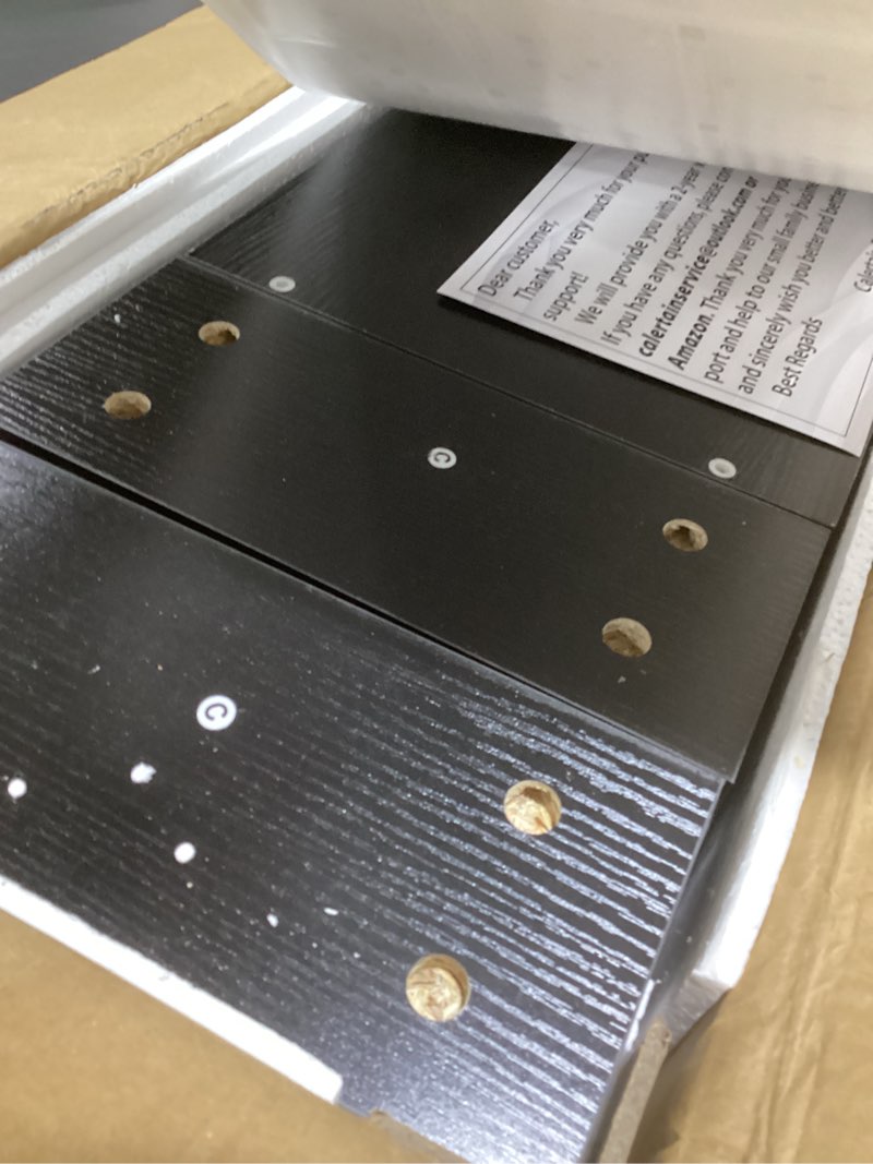 Condition photo showing As Is for Nightstands Set of 2 with Drawers, Bedside Table Set of 2 with Storage Shelf, Heavy Duty End Side Table for Living Room Bedroom Small Space Sofa Couch, Wood Metal Night Stand, Easy to Assemble, Black