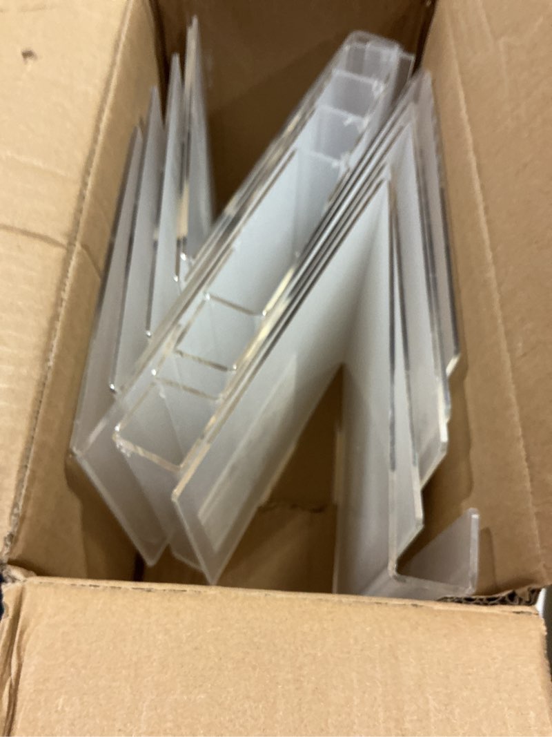 Condition photo showing Good Condition for large acrylic book stand for display - 5 pack, 8x8x4 inch heavy duty clear easel holder for textbooks, cookbooks & art - sturdy tabletop stand for retail, library & office n-shaped display stand-5 pcs