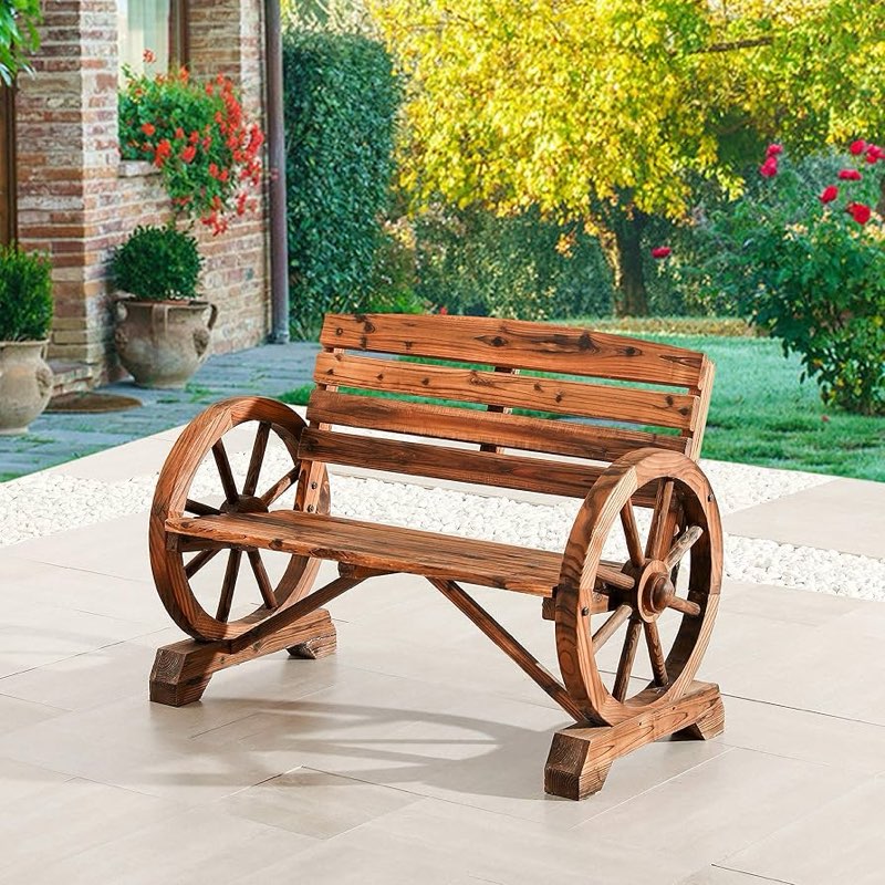Wash Wagon Wheel Bench brown