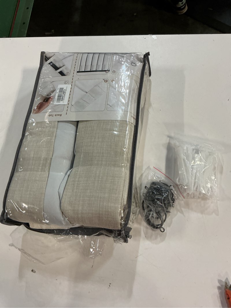 Condition photo showing New/Like New for Memory Trained Pinch Pleated Nursery Curtains 78 Inches Long 2 Panels Set, Greyish Beige Blackout Natural Linen Double Layer Heat Blocking Noise Cancelling Rustic Window Drapes for Kids Room Hook Ring Greyish Beige 40"W x 78"L (Pack of 2)