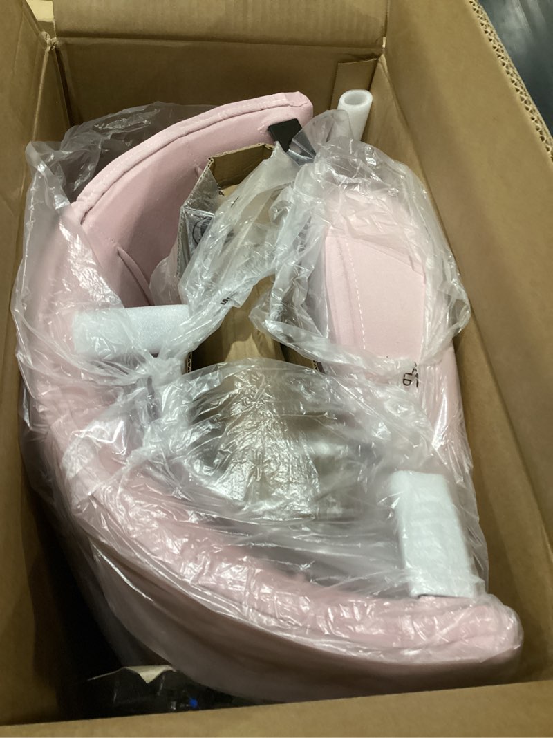 Condition photo showing Good Condition for bestglory petal vanity chair with wheels, 3.15" extra thick comfy makeup chair, adjustable modern swivel armless desk chair for girls women, aesthetic small office chair for bedroom dorm pink