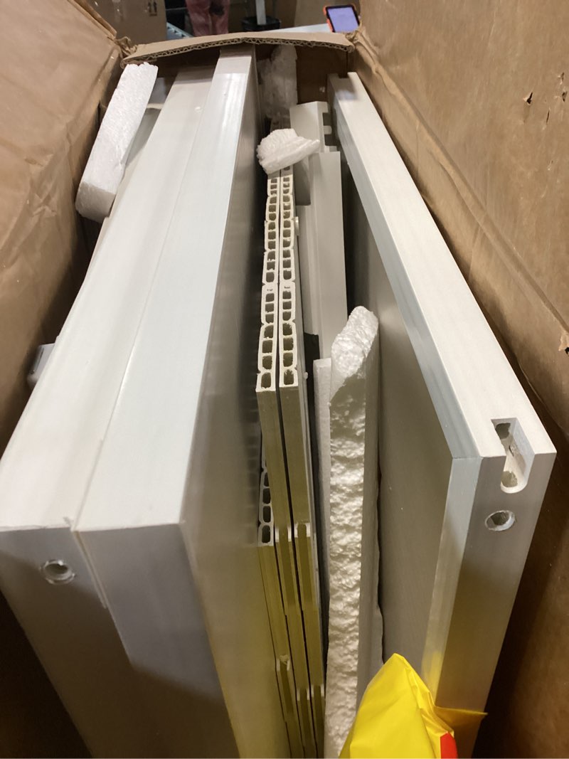 Condition photo showing As Is for new age pet ecoflex litterloo standard & jumbo sizes, 4 colors, moisture and odor resistant enclosure & end table, no?tools assembly, 10 year warranty, antique white, jumbo antique white jumbo