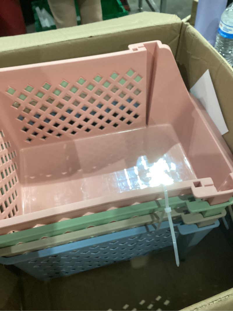 Condition photo showing Good Condition for TidyFriend Stackable Storage Bins for Pantry, 4 Pack Stackable Bins For Organizing Food, Kitchen, and Bathroom Essentials (Multi) MultiColor 4 Pack