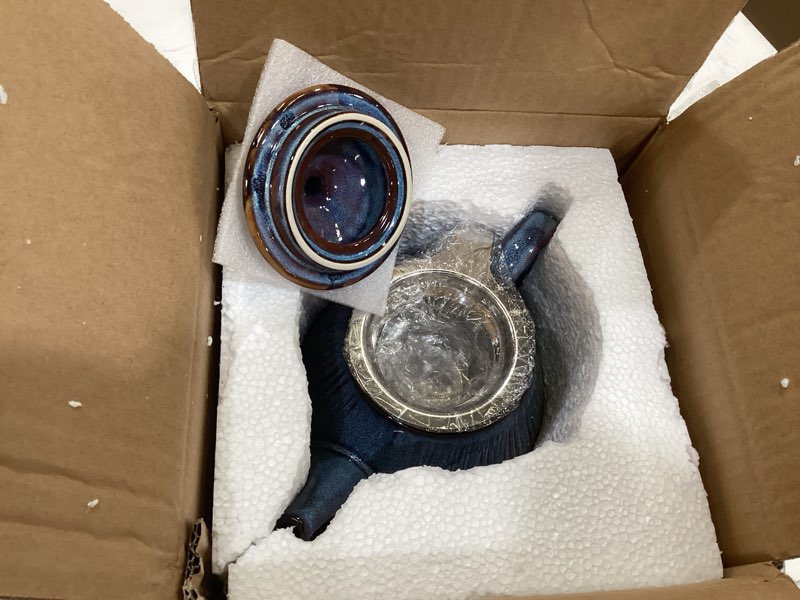 Condition photo showing Good Condition for hvh 40 oz porcelain teapot with stainless steel infuser, ceramic tea pot with infuser for loose tea, enough for 6 cups, striped series (wabi sabi)