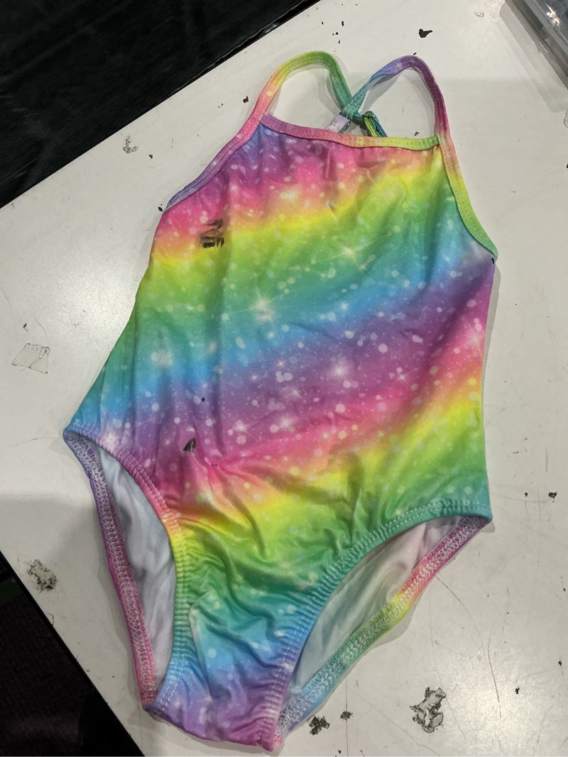 Condition photo showing As Is for luouse girls sparkle swimsuits quick dry crossback one piece hawaiian beach swimwear bathing suit wi