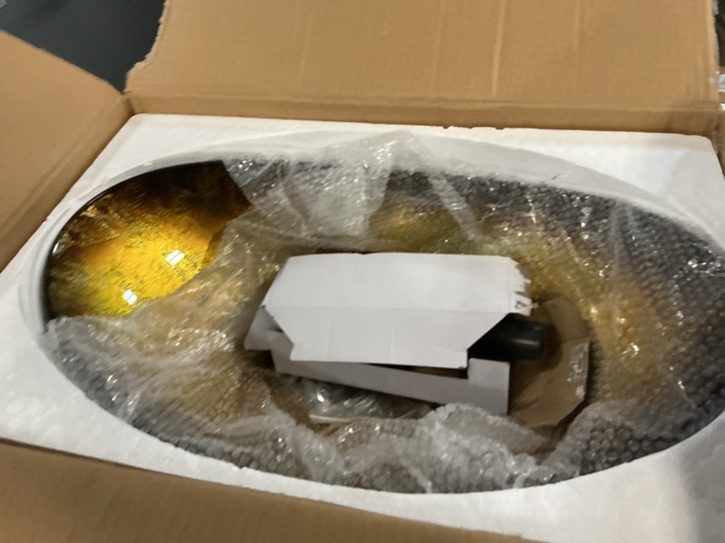 Condition photo showing Good Condition for Bathroom Boat Shape Artistic Glass Vessel Sink Free Black Faucet and Pop-up Drain Set, Gold