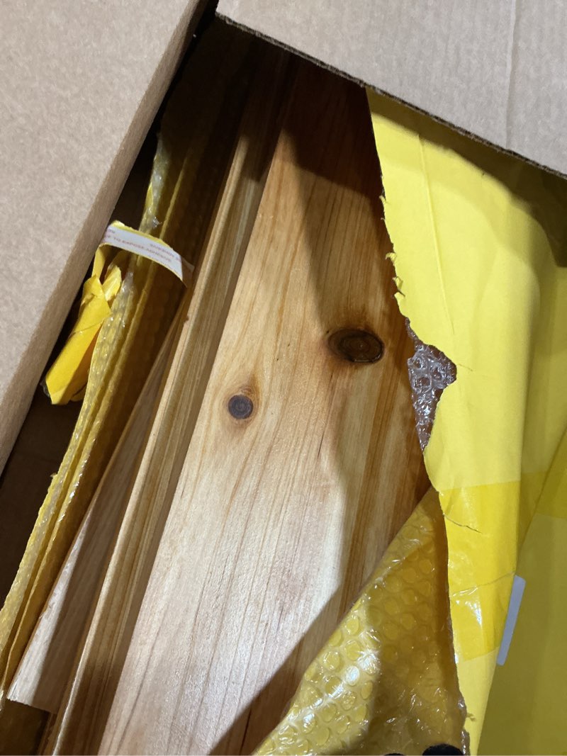 Condition photo showing As Is for beeswax coated 10-frame langstroth deep brood box, bee hives box beekeeping hive parts - unassembled beehive body (no frames/foundations), 19-7/8" l x 16-1/4" w
