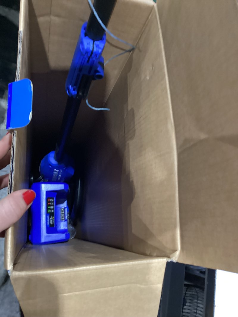 Condition photo showing As Is for kobalt gen4 40-volt 15-in straight shaft battery string trimmer 4 ah (battery and charger included)