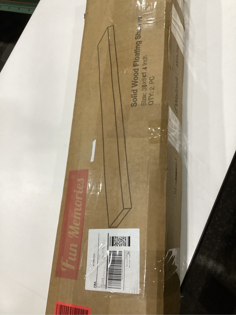 Condition photo showing New/Like New for Fun Memories Rustic Floating Shelves for Home Decor, 8 Inch Deep Floating Shelf, Solid Wood Floating