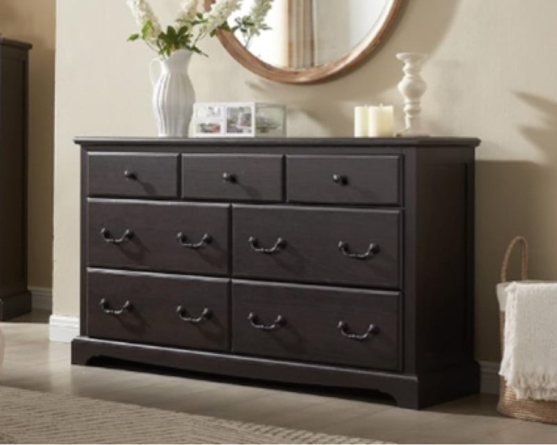 T4TREAM 7 Drawers Dresser Chests for Bedroom, Wood Vintage Chests of Drawers, Rustic Dressers Chset Organizer for Bedroom, Living Room, Hallway, Espresso