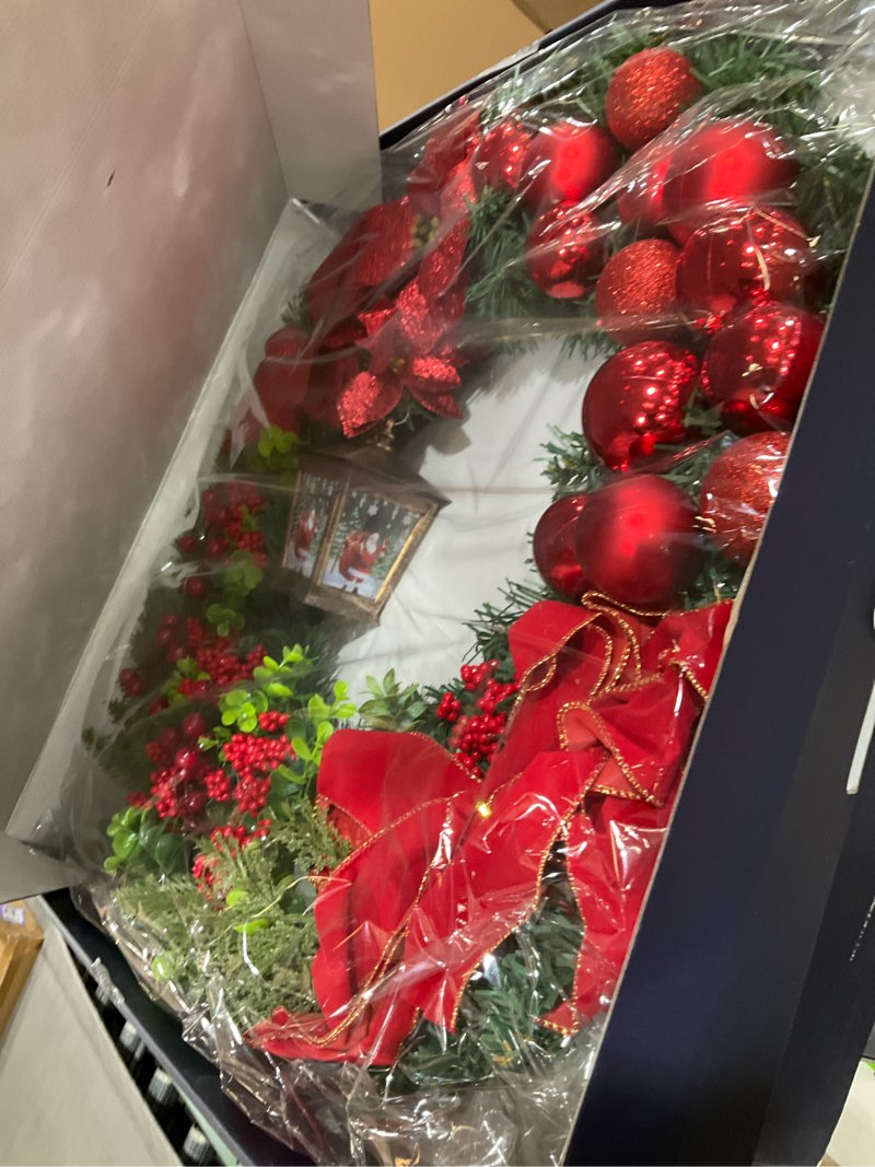 wreaths for front door windows with light, 24 inch red large lighted wreath for kitchen cabinets out