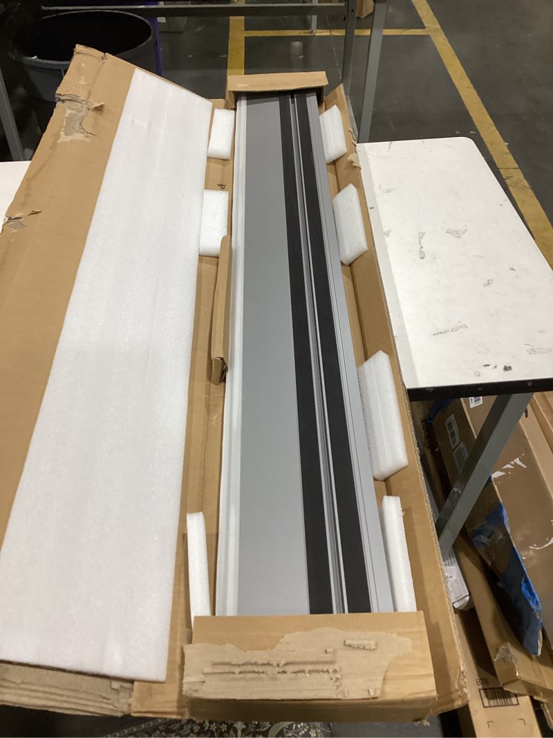 Condition photo showing Good Condition for 110" track saws guide rail replacement for makita and fit for festool, includes 2 pcs 55" aluminum extruded guided rails and 2 guide rail connectors for woodworking longer cuts, sliver 110"=2 pcsx 55" sliver